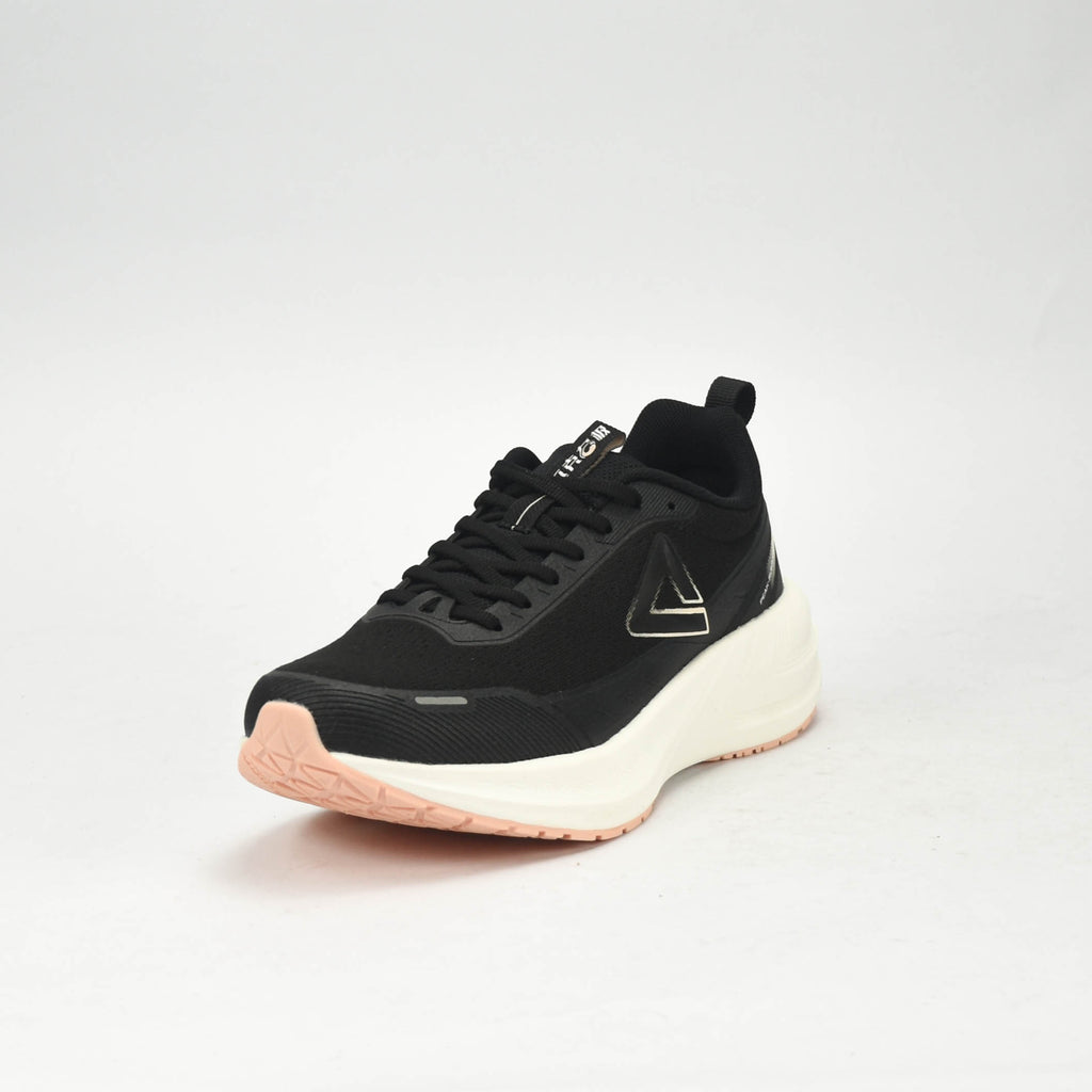PEAK CUSHION RUNNING SHOES-BLACK/WHITE