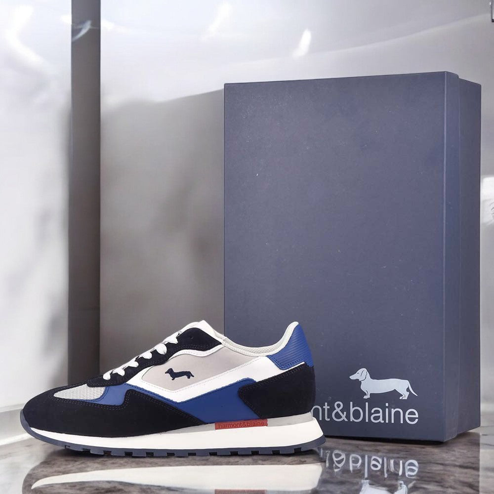 HARMONT AND BLAINE SCARPA UOMO CALF BLU GRIGIO