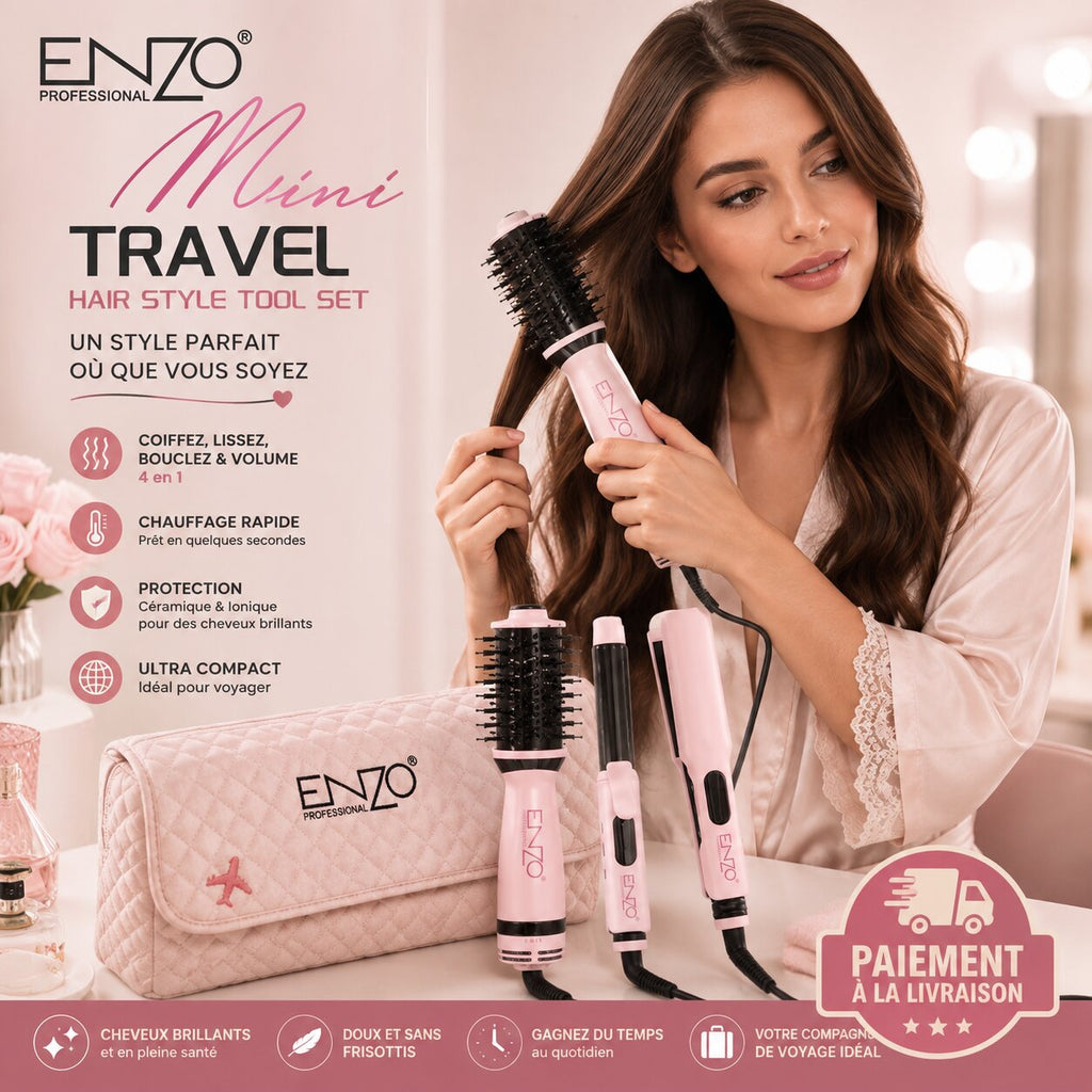 ENZO Professional EN-3316 3 Piece Travel Hair Style Tool Set