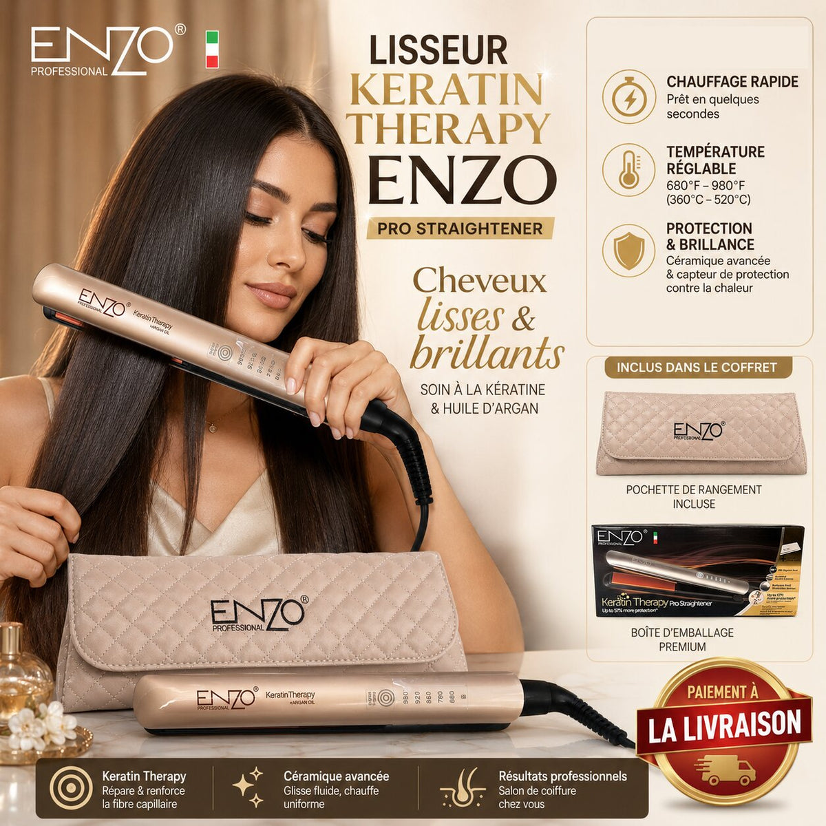 ENZO Professional Keratin Therapy Pro Straightener