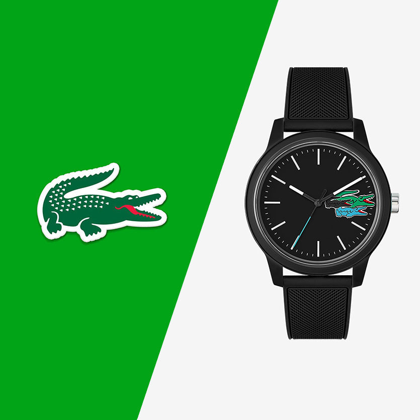 Montre Lacoste.12.12 Holiday à 3 aiguilles - Modèle noir avec bracelet en silicone