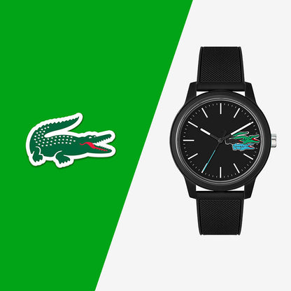 Montre Lacoste.12.12 Holiday à 3 aiguilles - Modèle noir avec bracelet en silicone