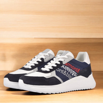 HARMONT AND BLAINE SCARPA UOMO CAMOSCIO TEX FABRIC BLU BIANCO