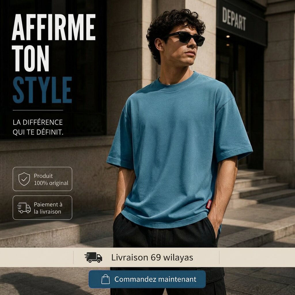 Départ Homme T-shirt Oversize-Blue