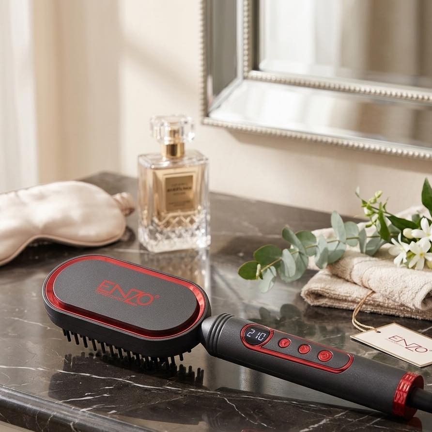 ENZO Professional EN-4201-BLACK Mini Hair Straightening Brush